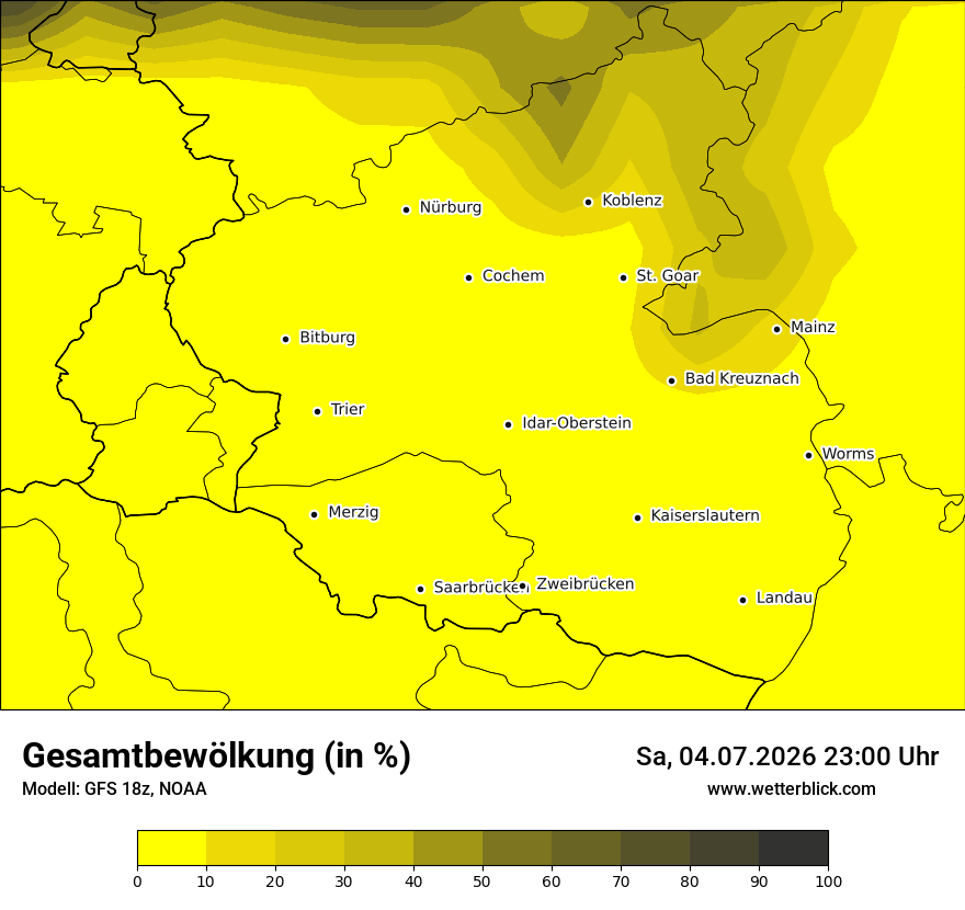 Modellkarte GFS – clct – rp
