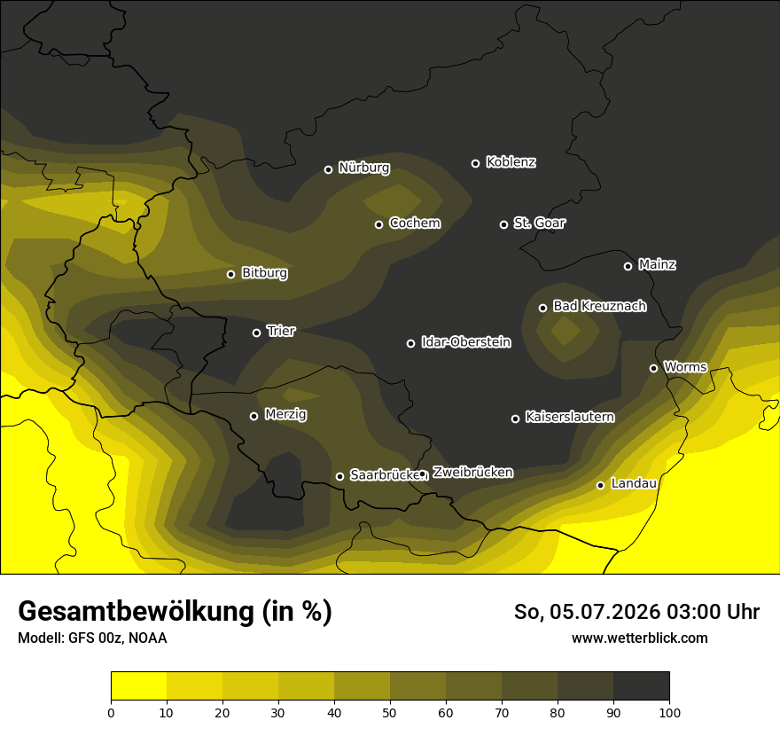 Modellkarte GFS – clct – rp