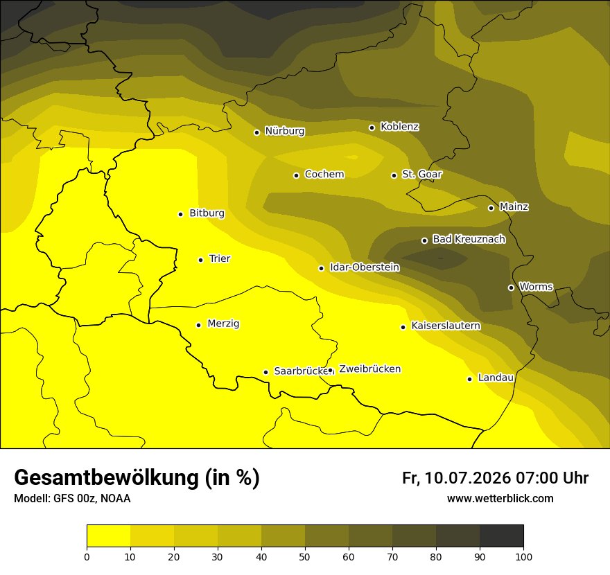 Modellkarte GFS – clct – rp