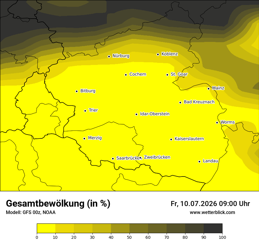 Modellkarte GFS – clct – rp