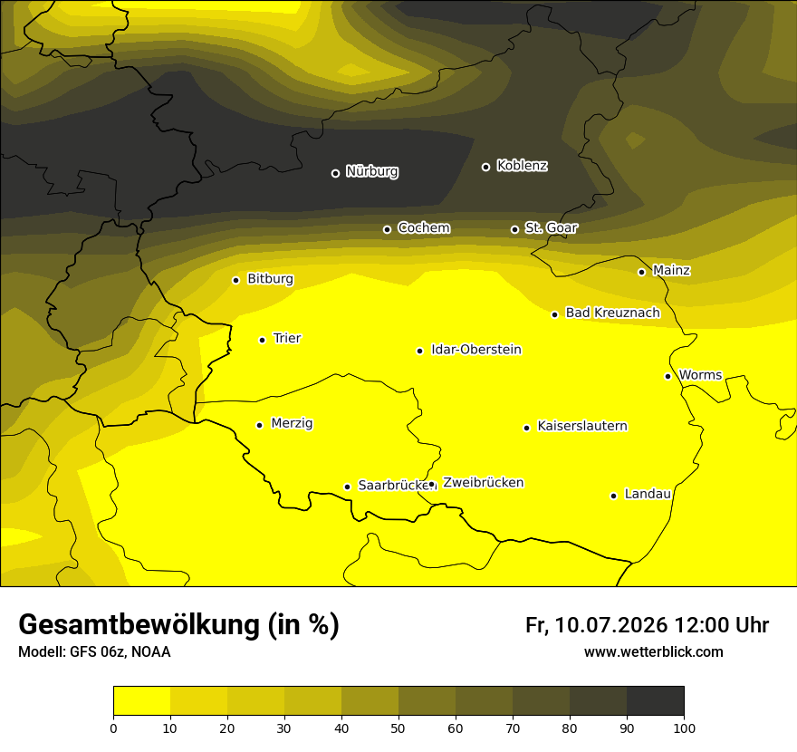 Modellkarte GFS – clct – rp