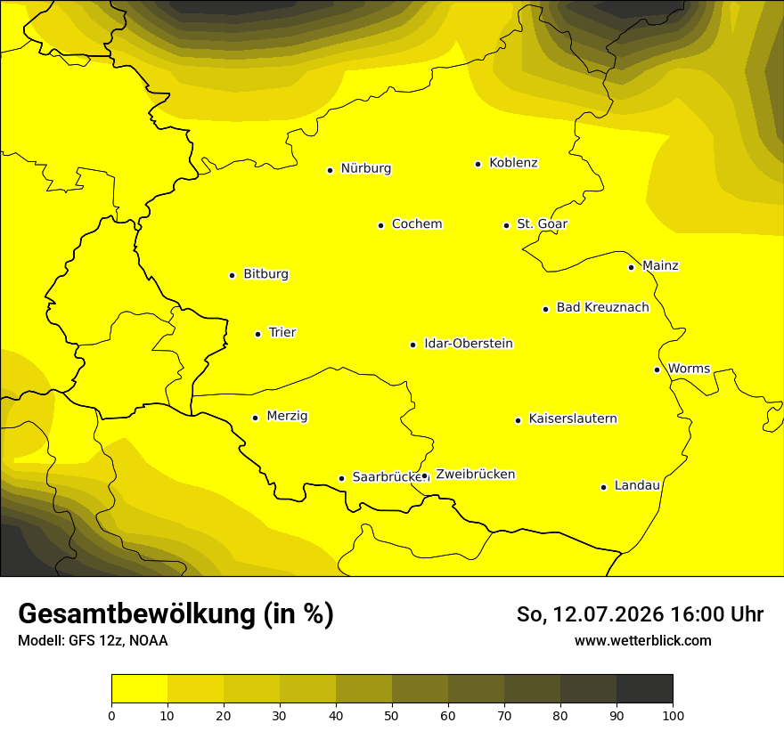 Modellkarte GFS – clct – rp
