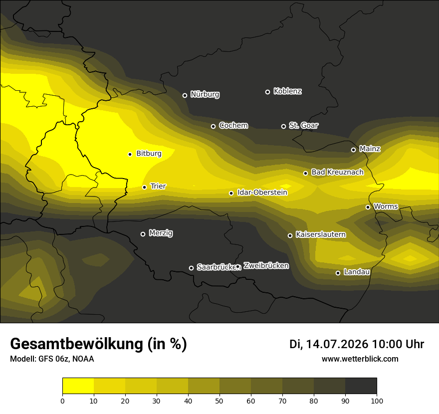 Modellkarte GFS – clct – rp