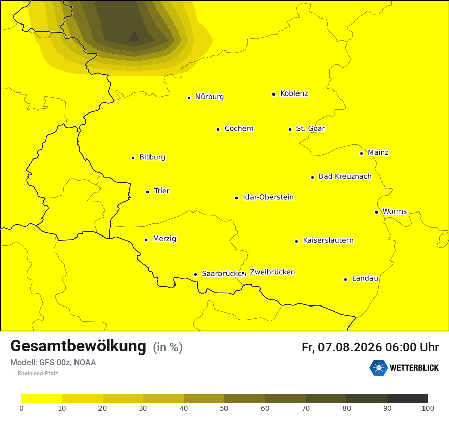 Modellkarte GFS – clct – rp