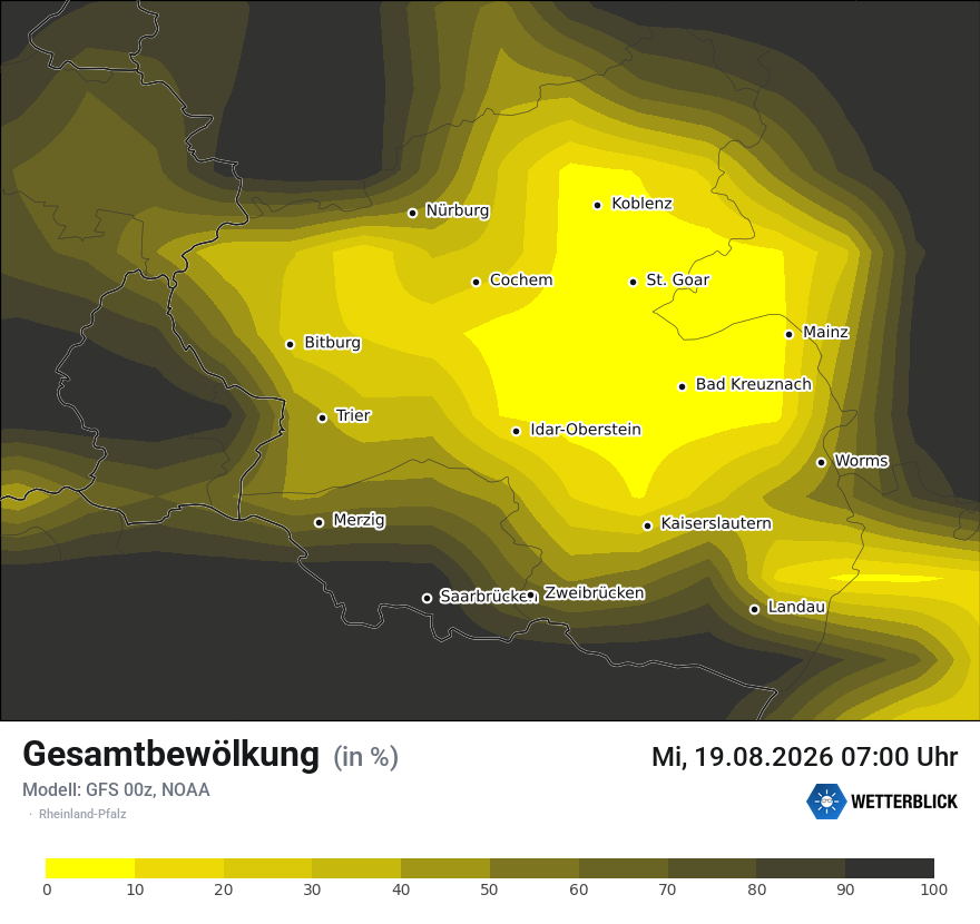 Modellkarte GFS – clct – rp