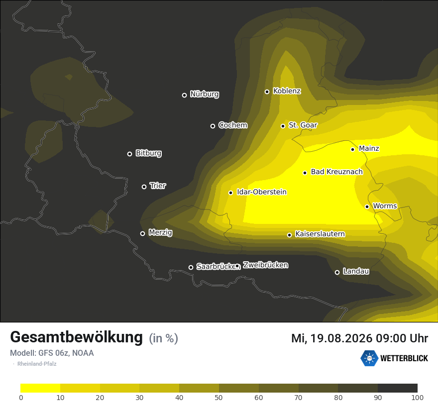 Modellkarte GFS – clct – rp