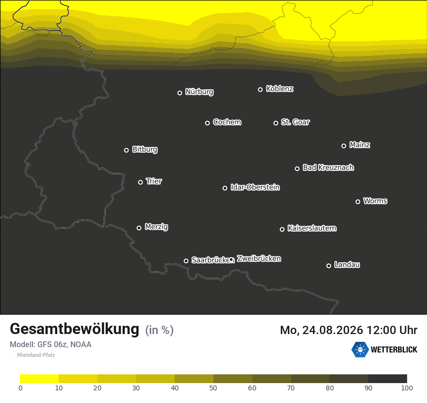 Modellkarte GFS – clct – rp