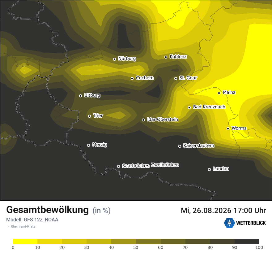 Modellkarte GFS – clct – rp