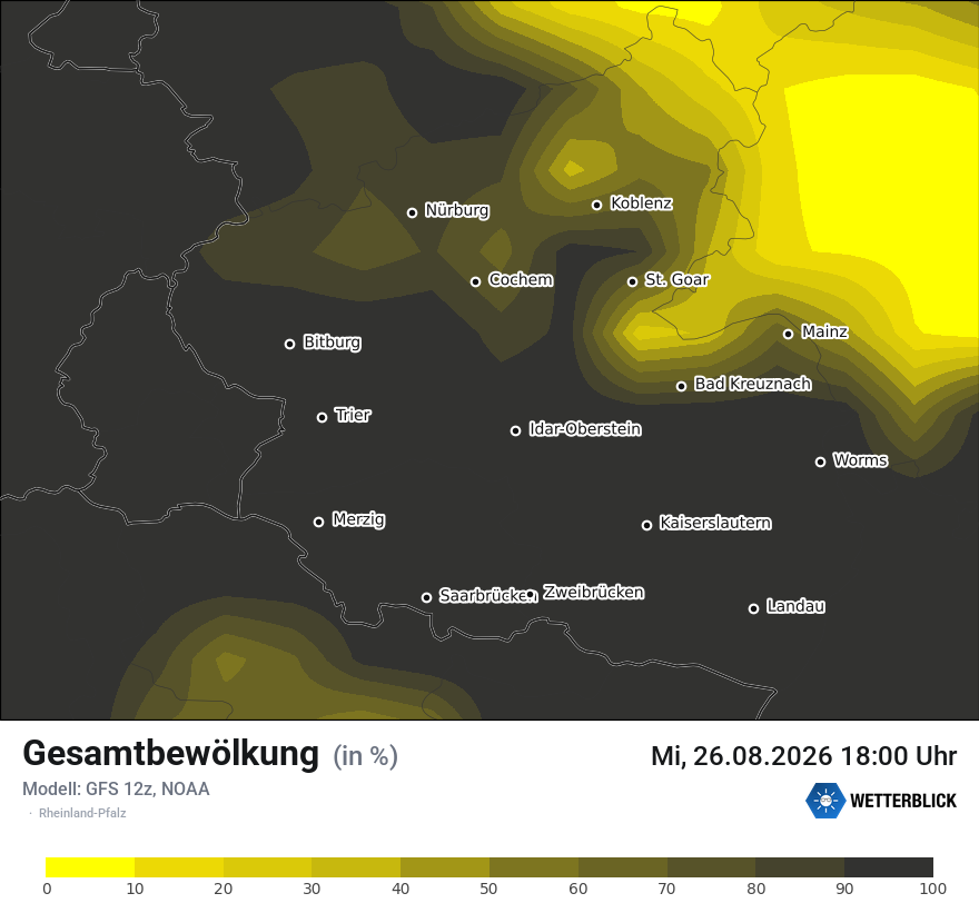 Modellkarte GFS – clct – rp