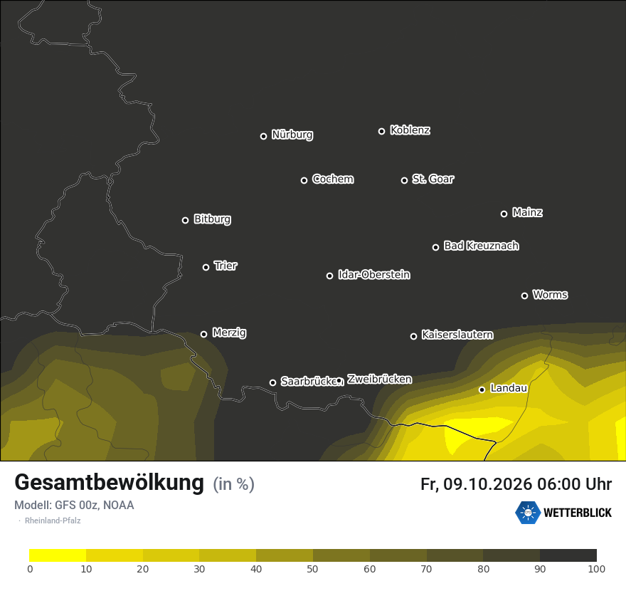 Modellkarte GFS – clct – rp