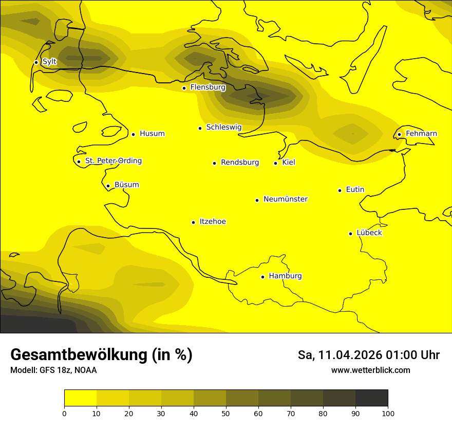 Modellkarte GFS – clct – sh