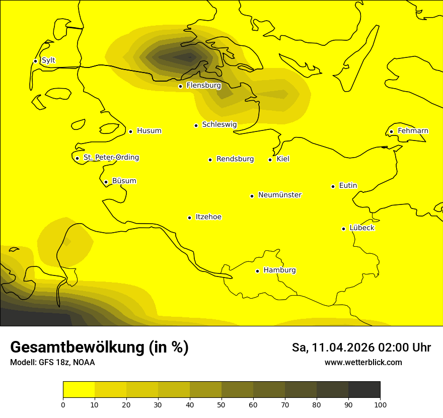 Modellkarte GFS – clct – sh