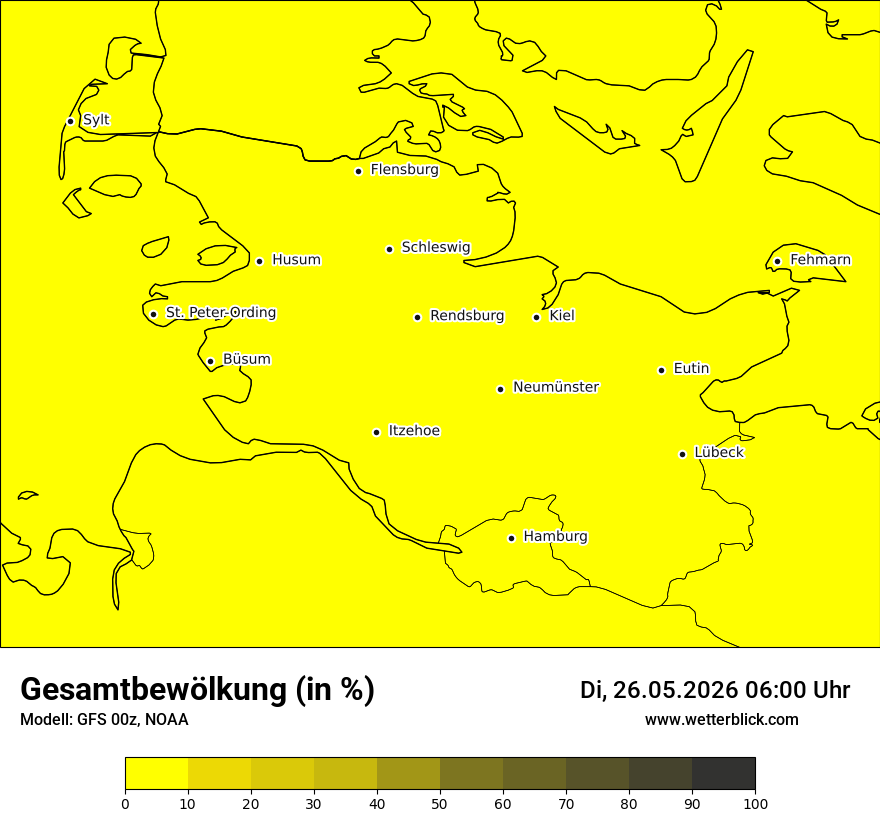 Modellkarte GFS – clct – sh