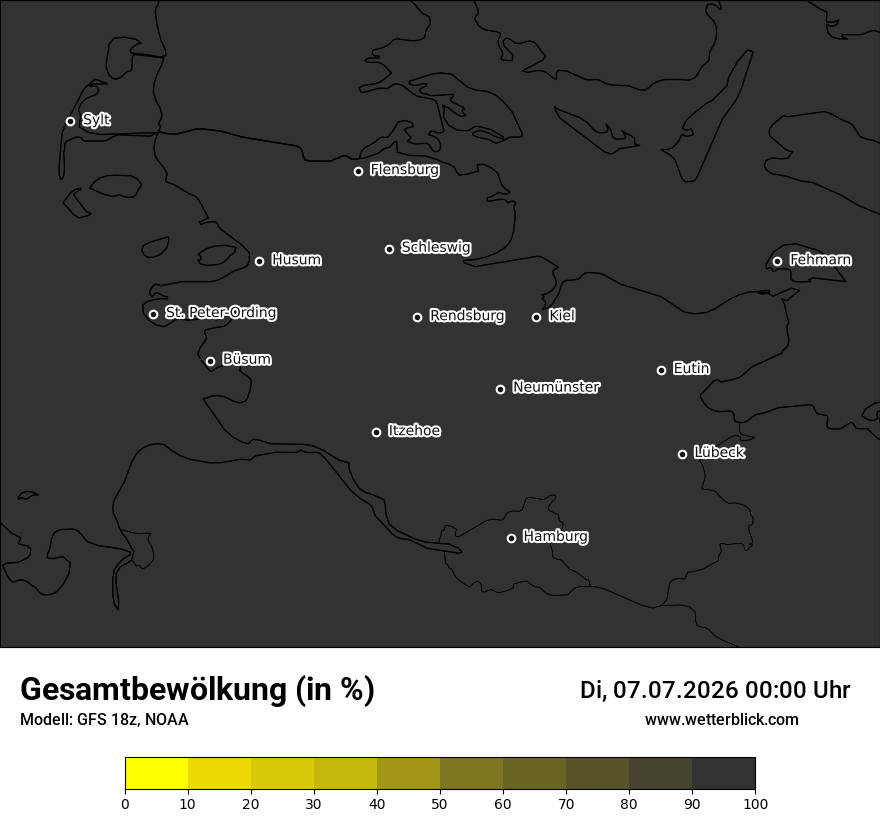 Modellkarte GFS – clct – sh
