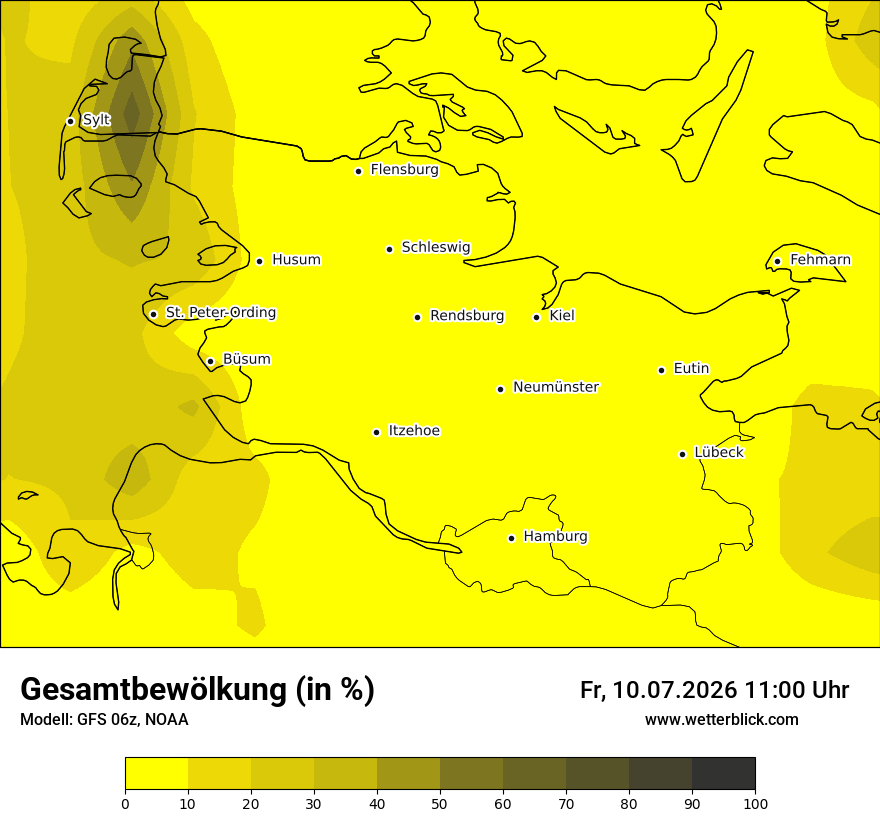 Modellkarte GFS – clct – sh