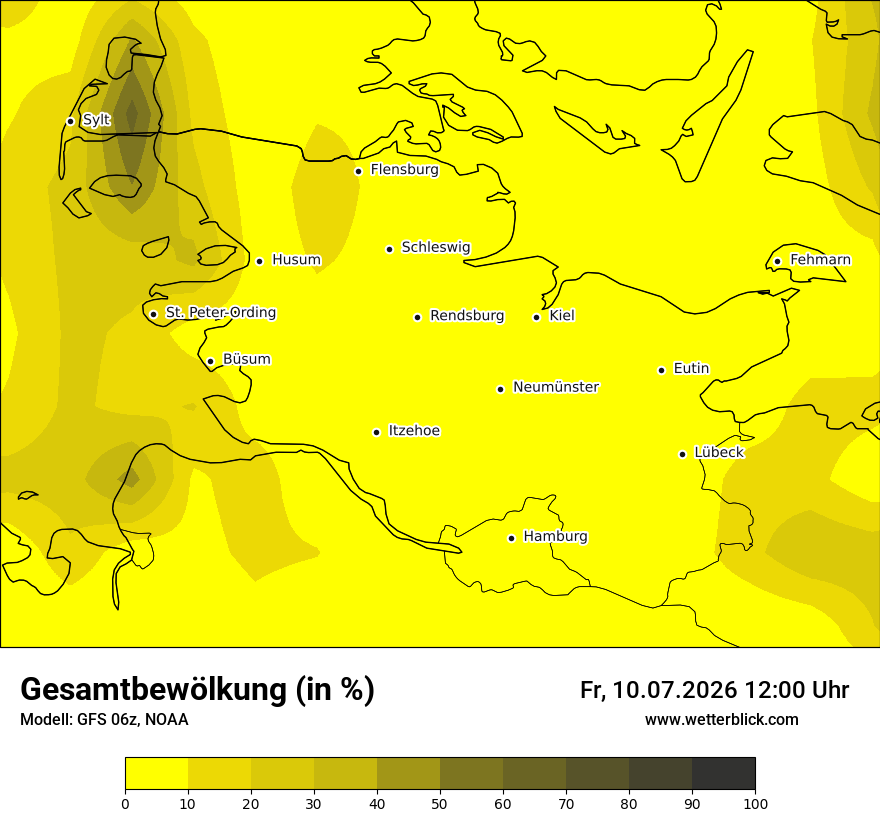 Modellkarte GFS – clct – sh