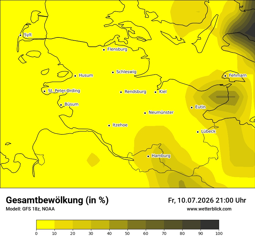 Modellkarte GFS – clct – sh