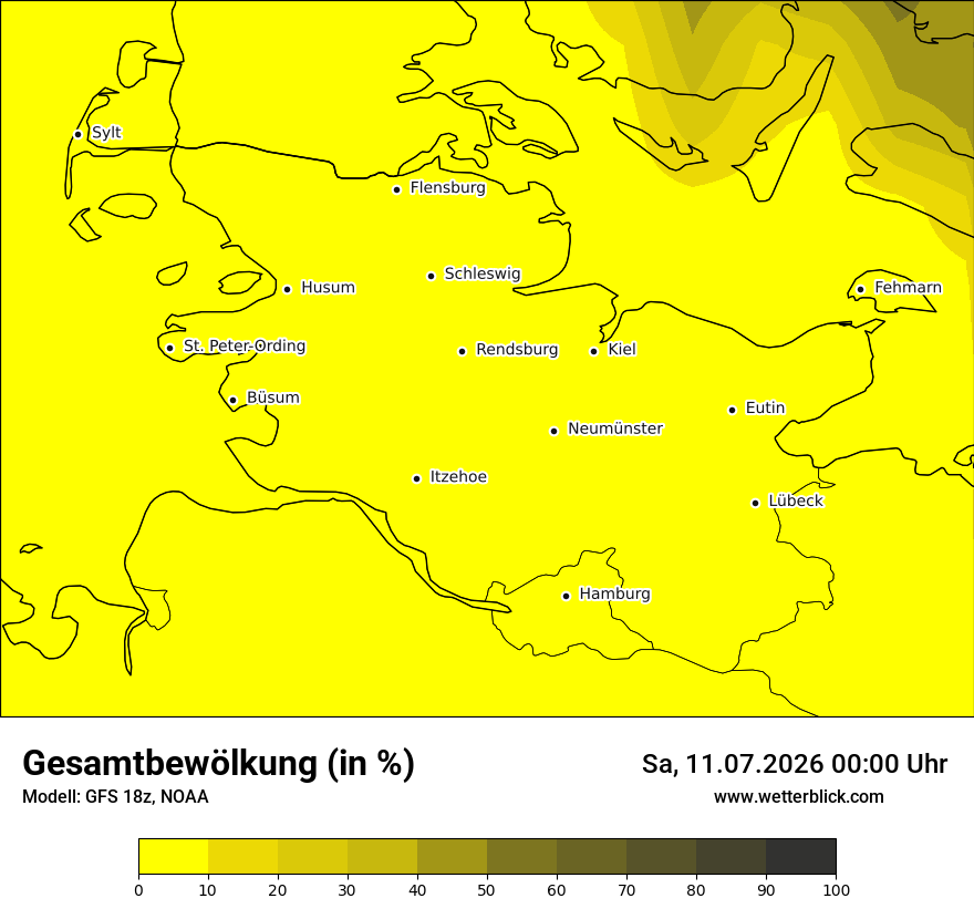 Modellkarte GFS – clct – sh