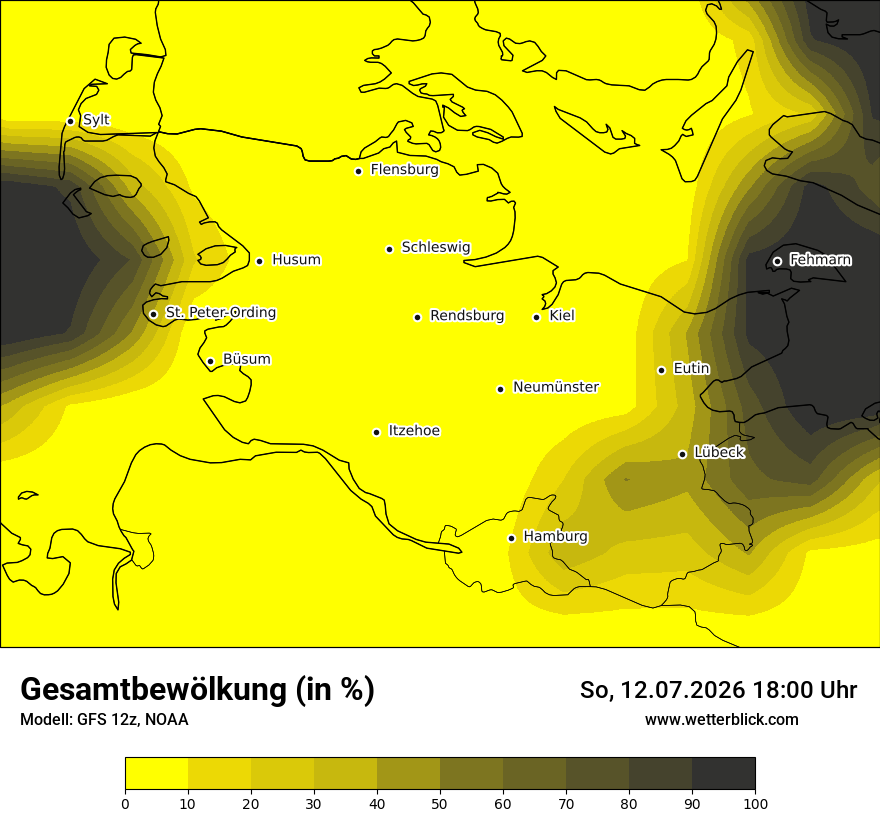 Modellkarte GFS – clct – sh
