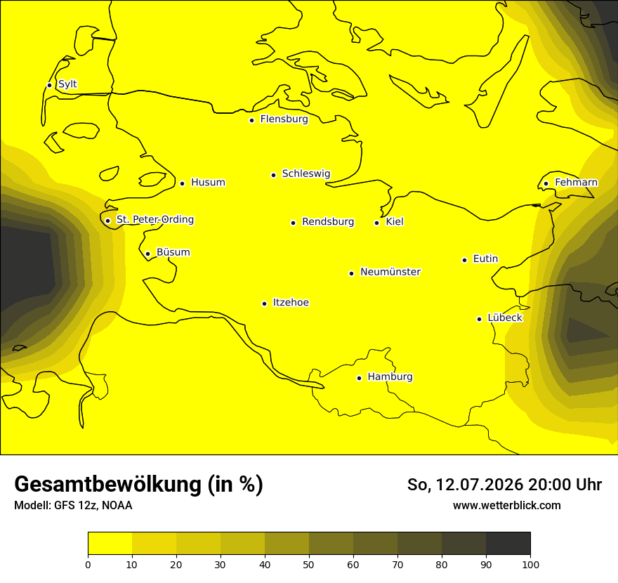 Modellkarte GFS – clct – sh