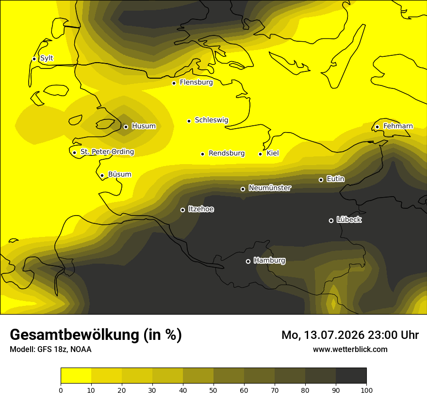 Modellkarte GFS – clct – sh