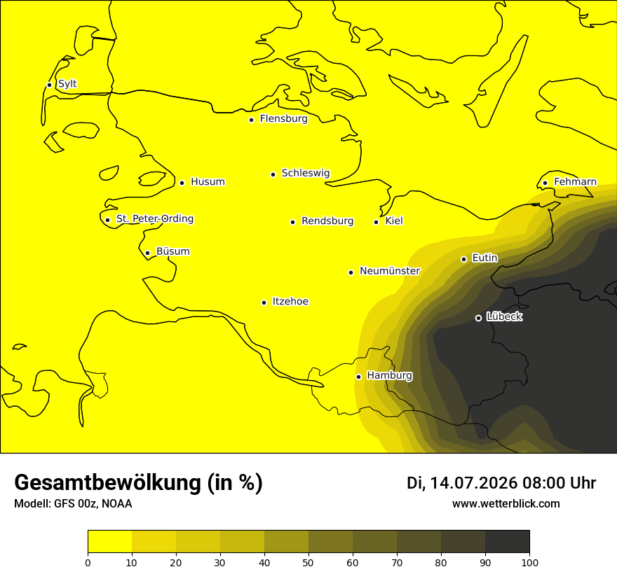 Modellkarte GFS – clct – sh