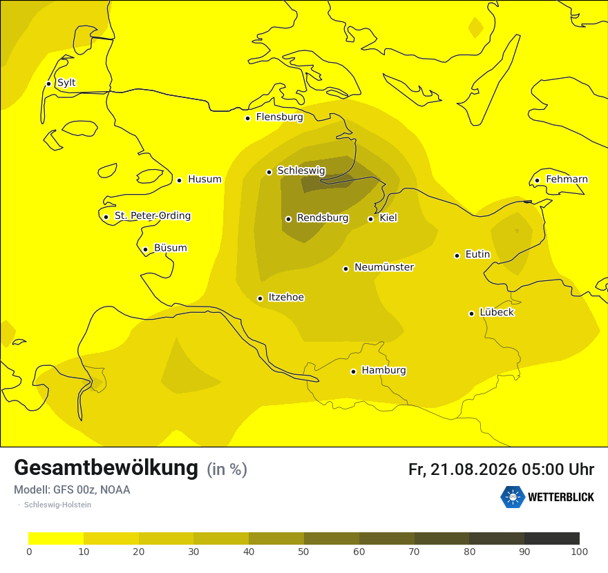 Modellkarte GFS – clct – sh