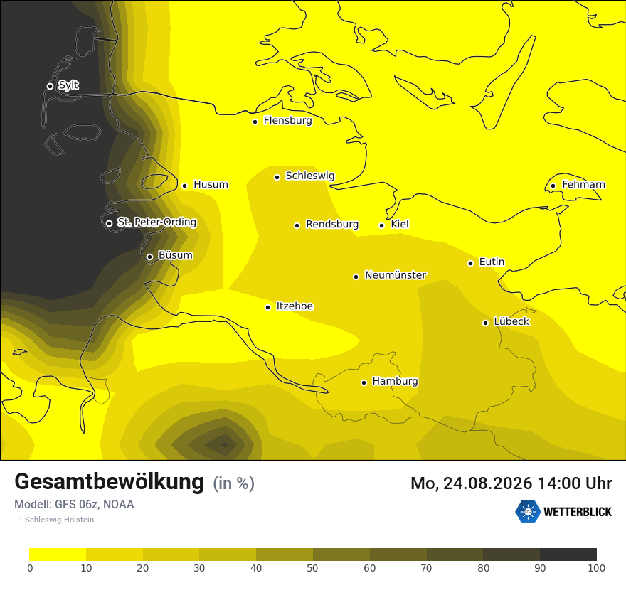 Modellkarte GFS – clct – sh