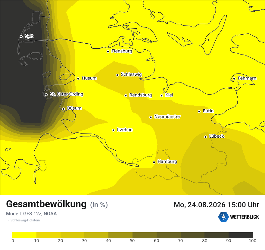 Modellkarte GFS – clct – sh