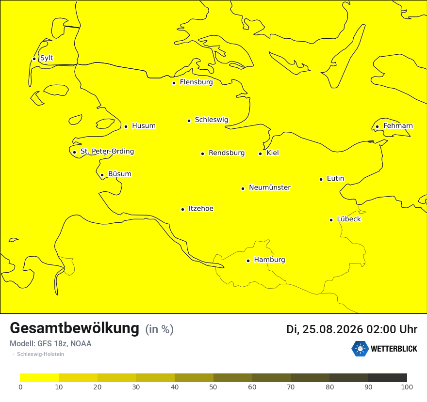Modellkarte GFS – clct – sh