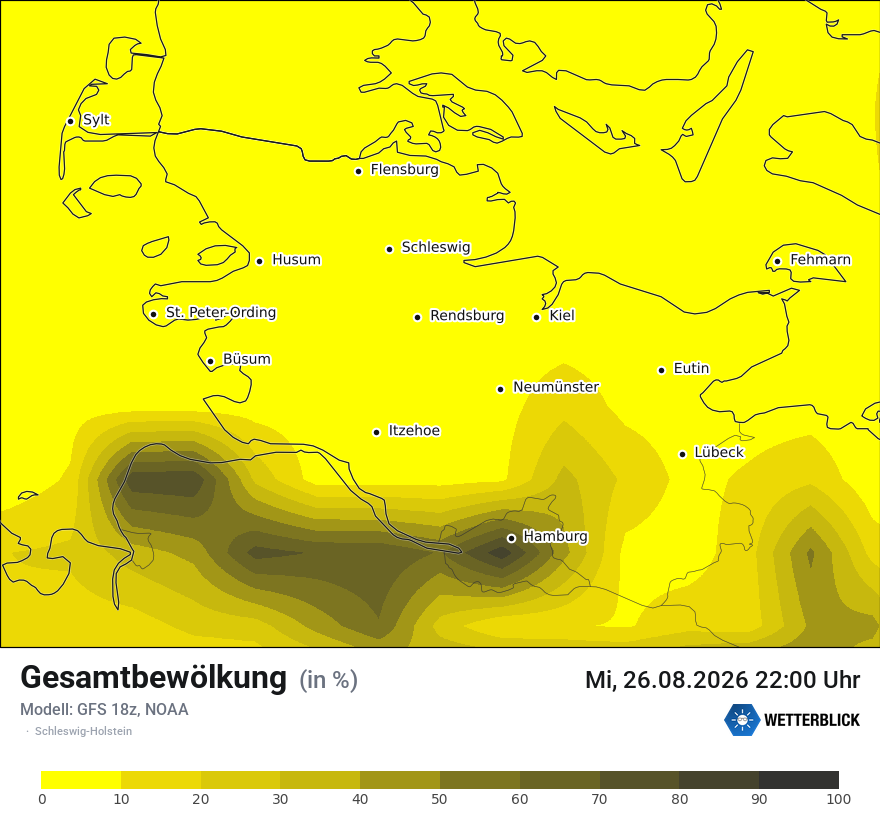 Modellkarte GFS – clct – sh