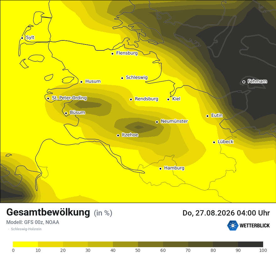 Modellkarte GFS – clct – sh