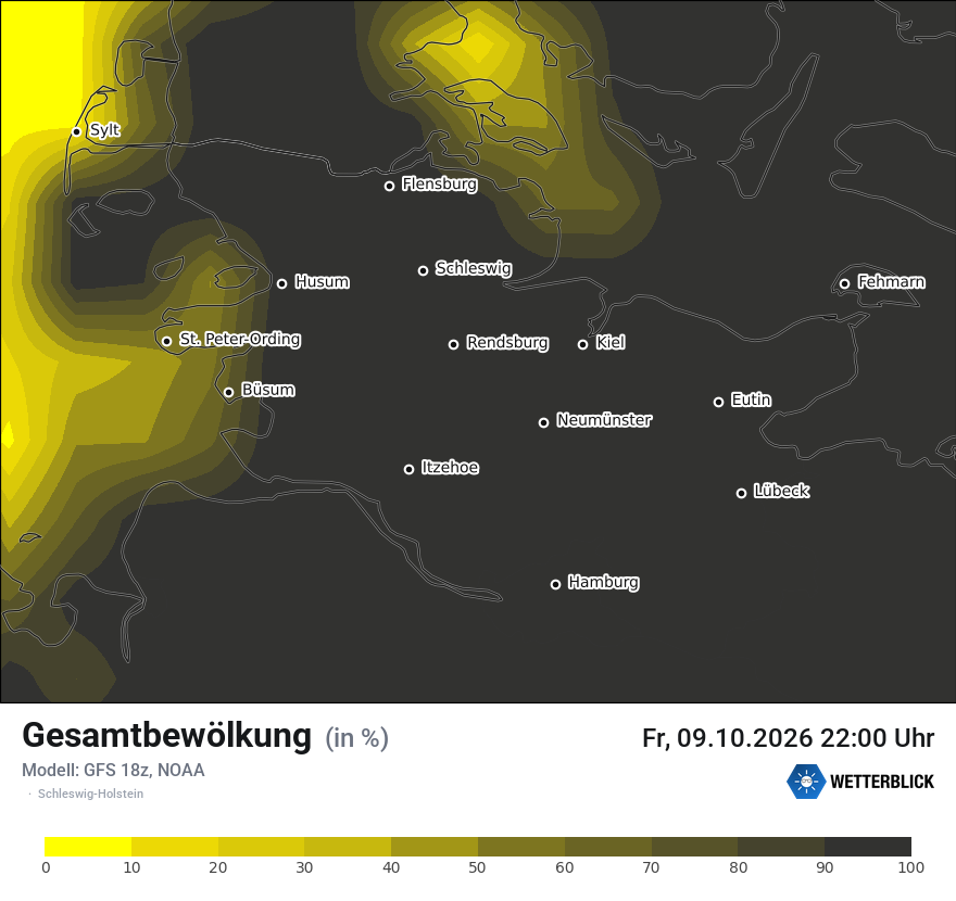 Modellkarte GFS – clct – sh
