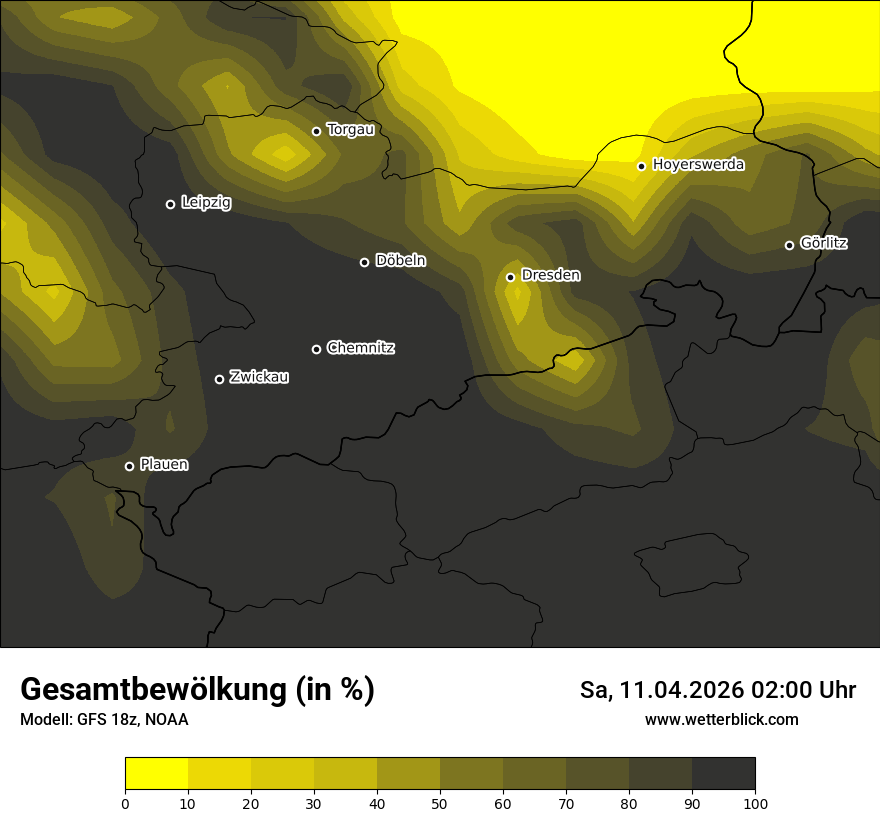 Modellkarte GFS – clct – sn
