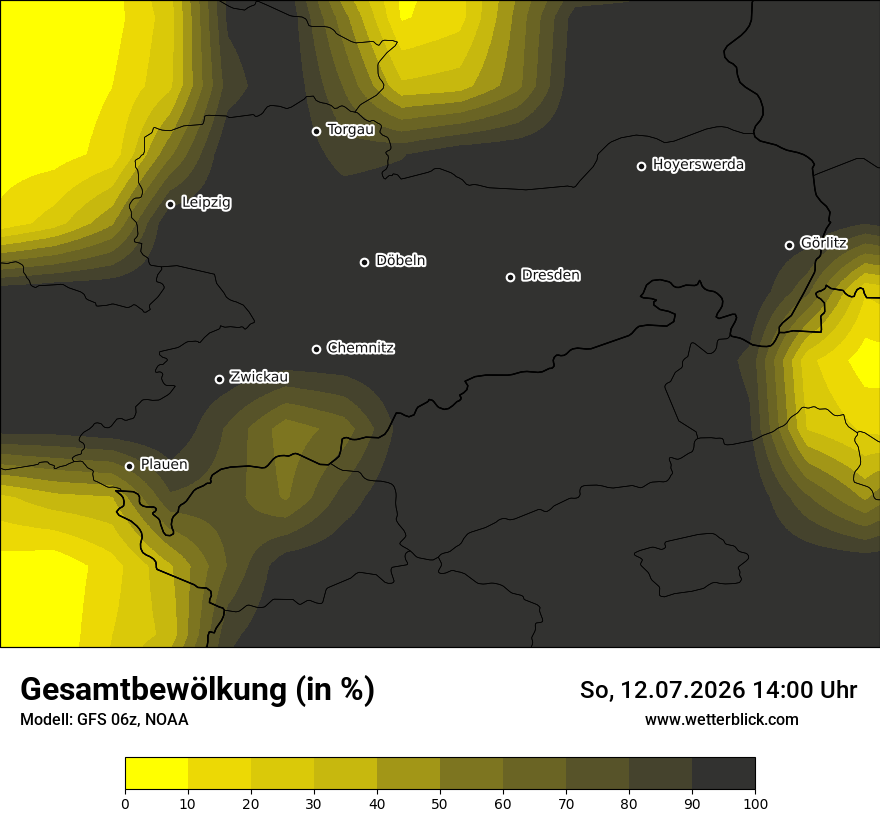 Modellkarte GFS – clct – sn