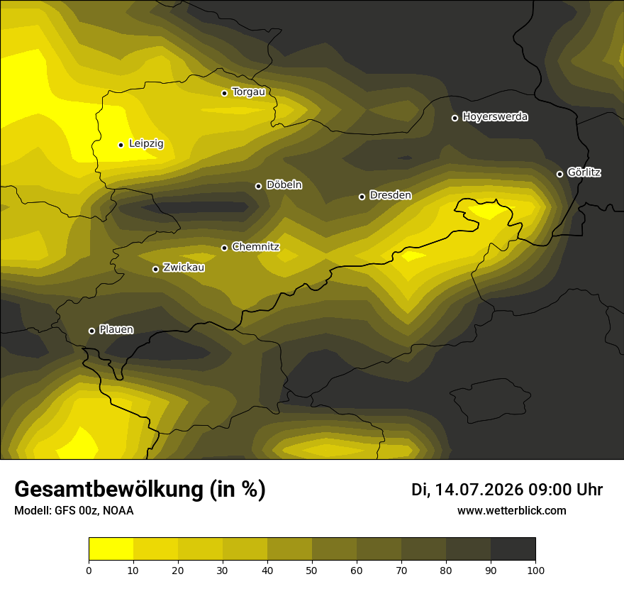 Modellkarte GFS – clct – sn