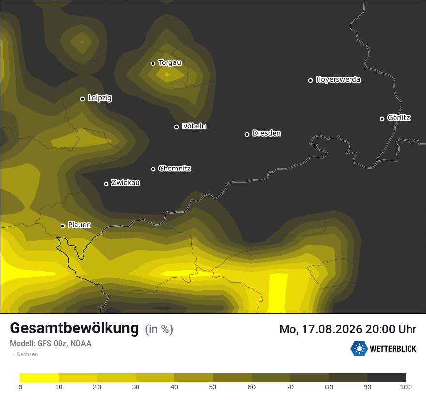 Modellkarte GFS – clct – sn