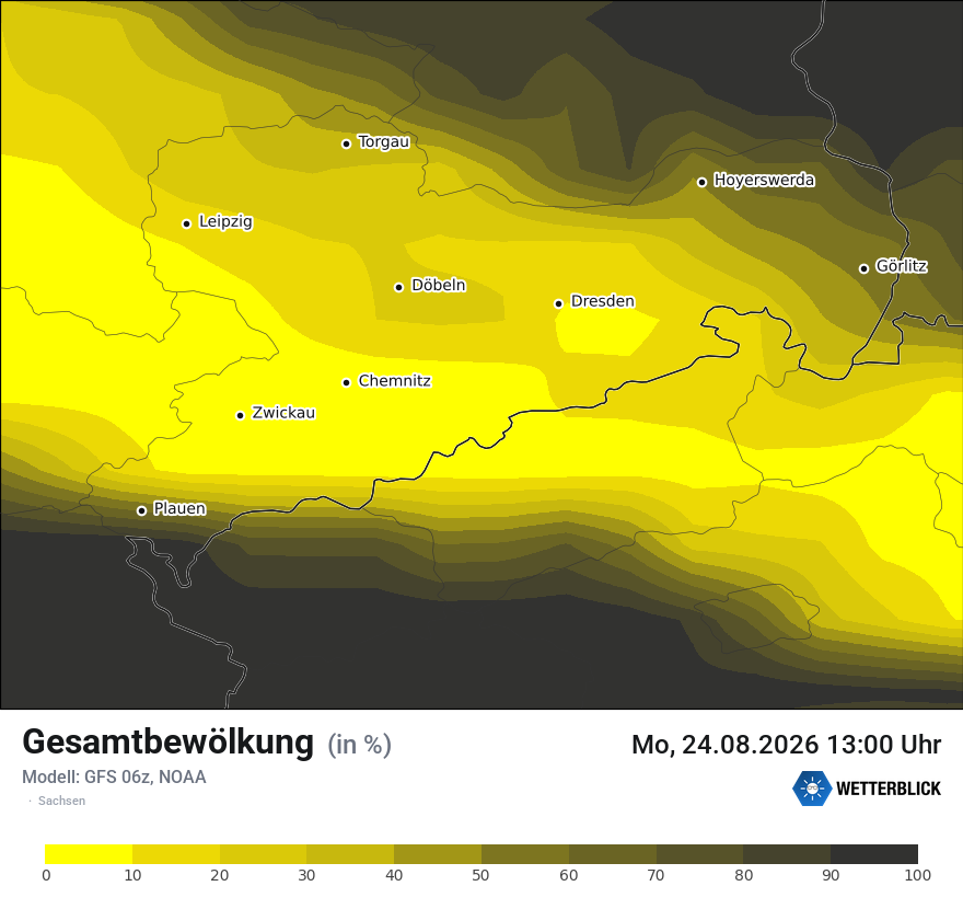 Modellkarte GFS – clct – sn