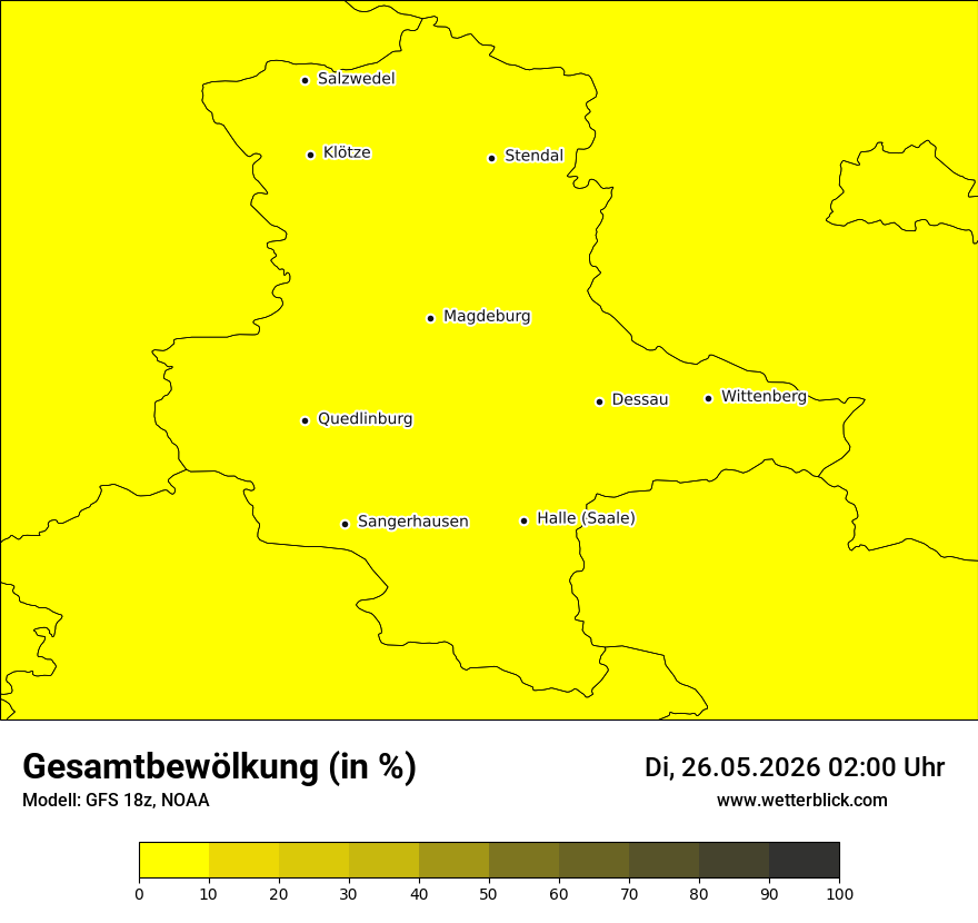 Modellkarte GFS – clct – st