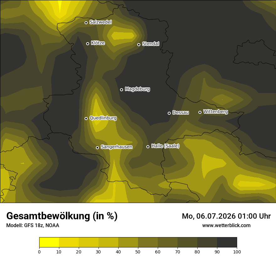 Modellkarte GFS – clct – st