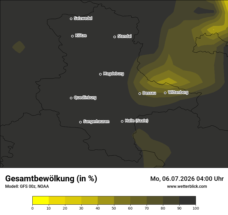 Modellkarte GFS – clct – st