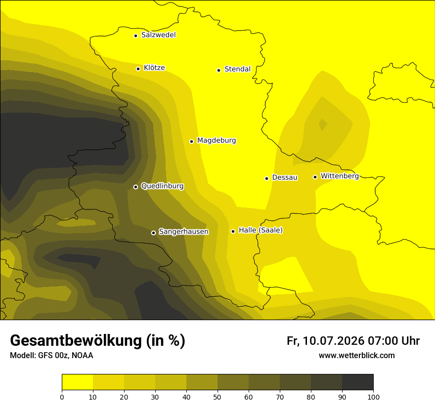 Modellkarte GFS – clct – st