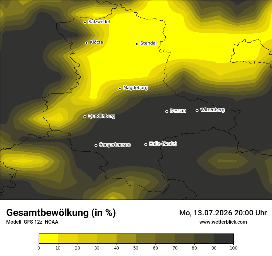 Modellkarte GFS – clct – st
