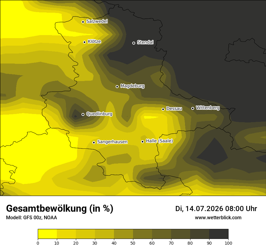 Modellkarte GFS – clct – st