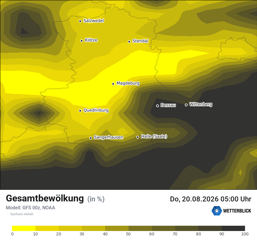 Modellkarte GFS – clct – st