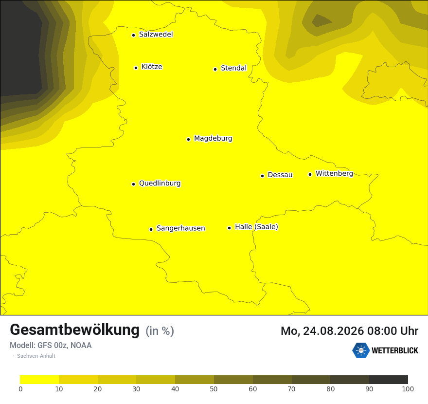 Modellkarte GFS – clct – st