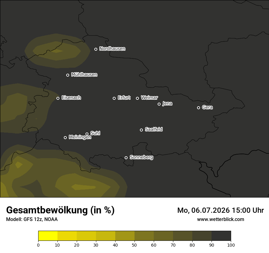 Modellkarte GFS – clct – th
