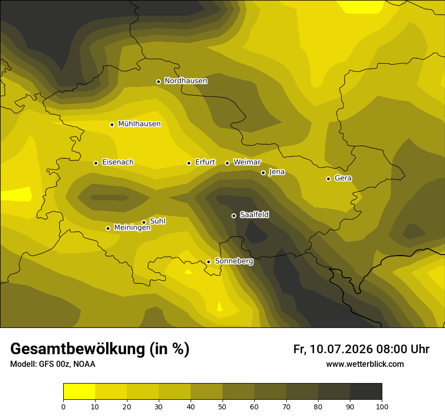 Modellkarte GFS – clct – th