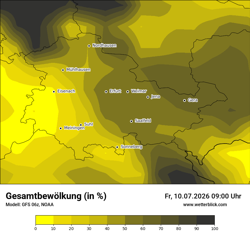 Modellkarte GFS – clct – th
