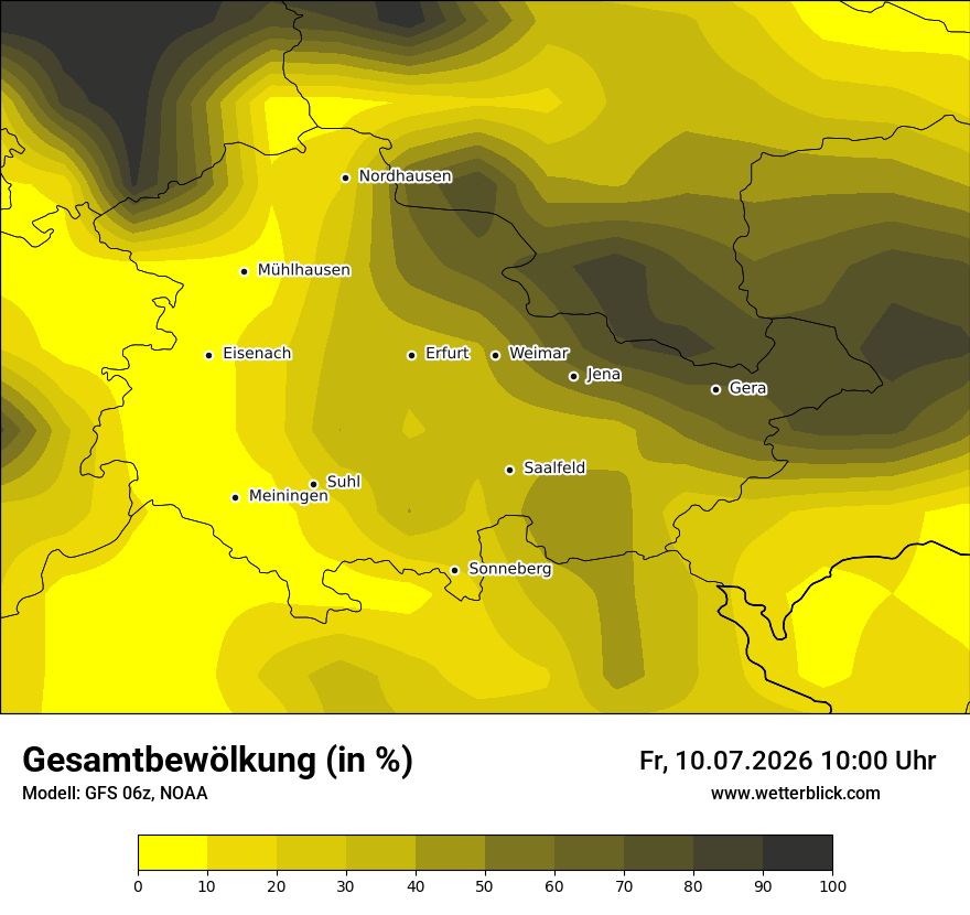 Modellkarte GFS – clct – th